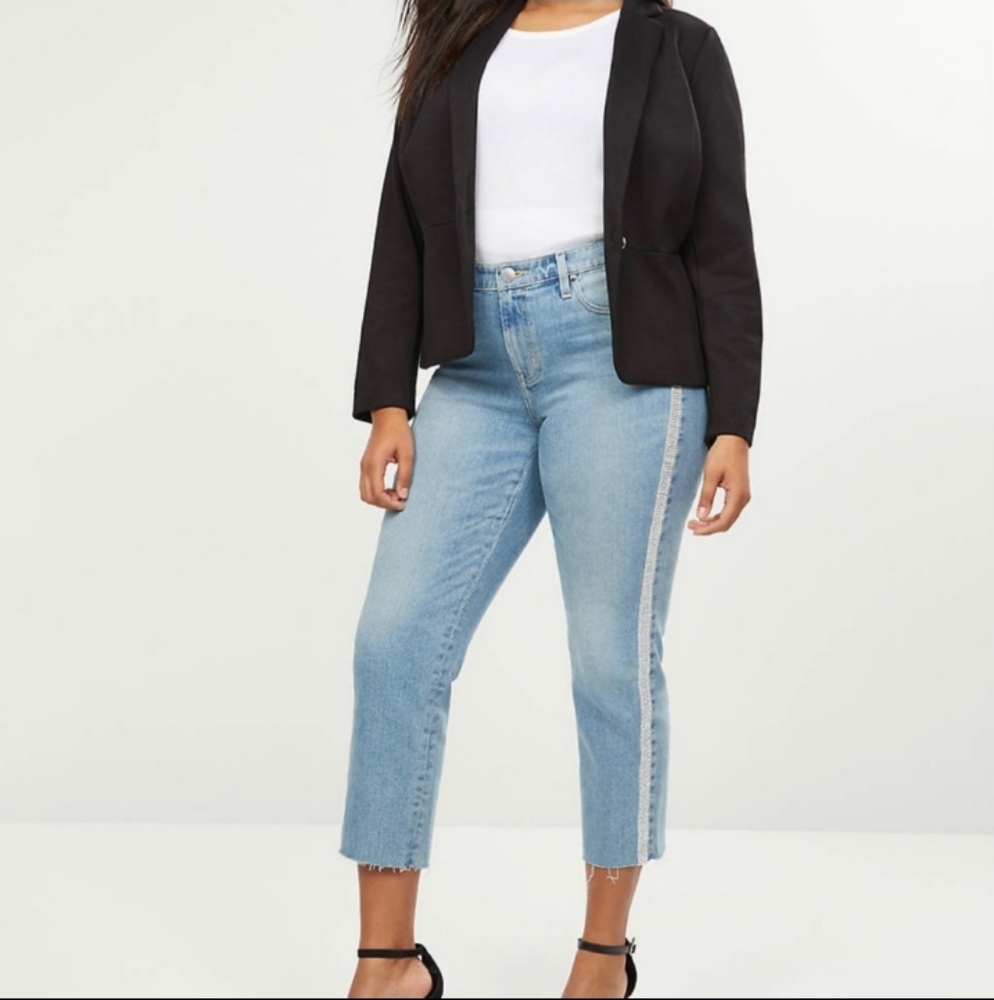 Lane Bryant bling jeans pants denim straight high rise flex size 26
